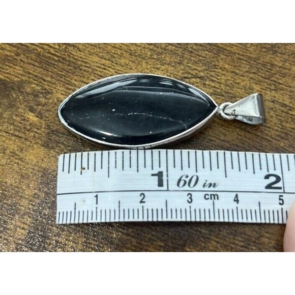 Marquise Cut Black Amethyst Silver  Pendant - Picture 6 of 10